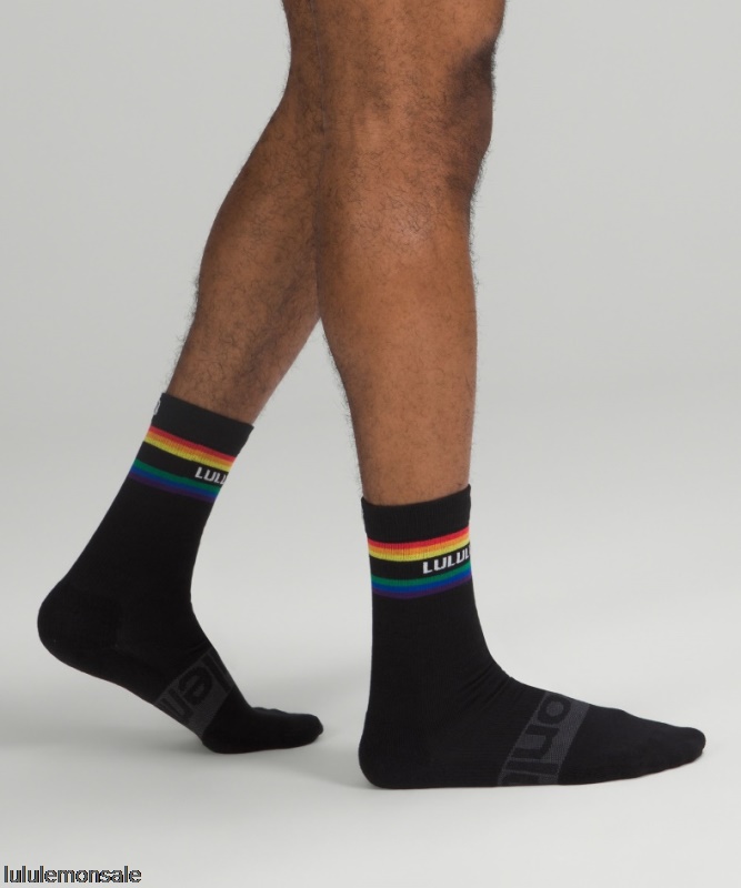 Lululemon Deutschland DELULU908 | Schwarz Daily Stride Crew Sockenstreifen